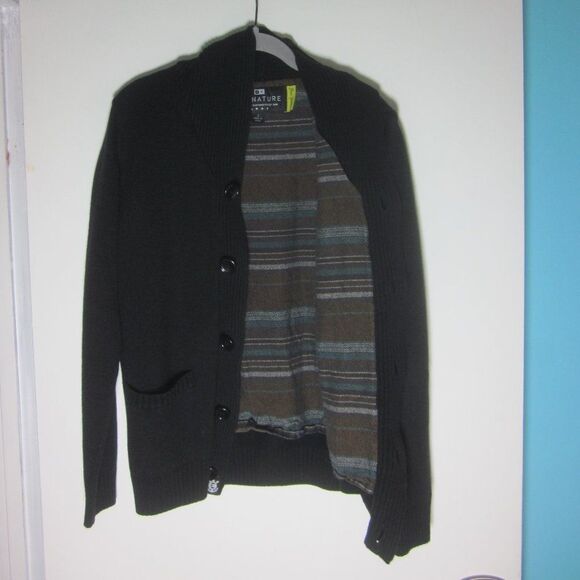 Four Star Clothing Retro Cardigan Lined Mens Size S Black Knit Button Front - Picture 5 of 14